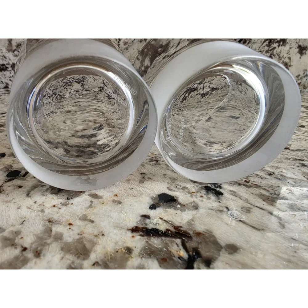 Vera Wang Wedgwood Double Old Fashioned Heavy Glasses Frosted Bottom Set of 2